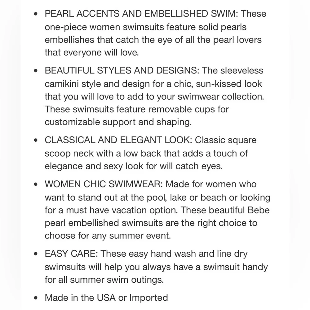 Women’s Bebe Faux Pearl Embellished One Piece Swimsuit Bridesmaid Bachelorette M - Picture 15 of 15